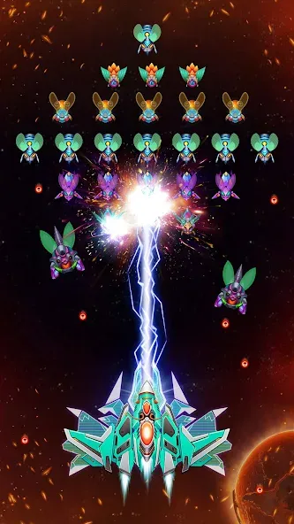 Взломанная Galaxy Attack - Alien Shooter [MOD: безлимитные монеты и жизни] на Андроид — скриншот 1
