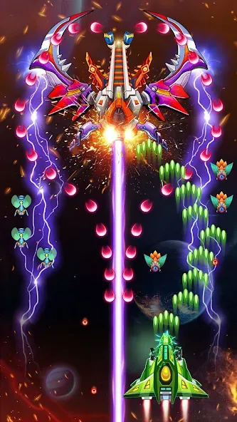Взломанная Galaxy Attack - Alien Shooter [MOD: безлимитные монеты и жизни] на Андроид — скриншот 3