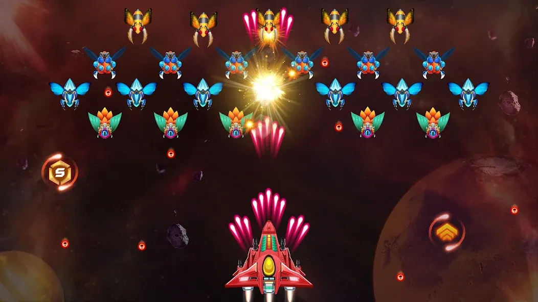 Взломанная Galaxy Attack - Alien Shooter [MOD: безлимитные монеты и жизни] на Андроид — скриншот 5