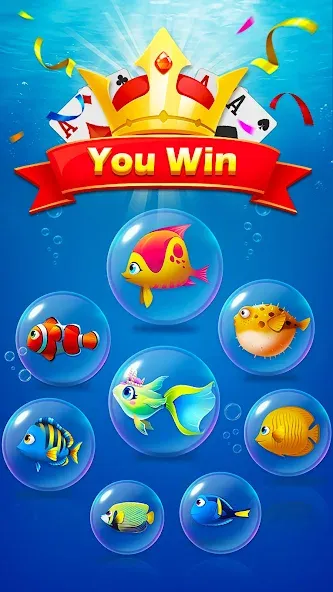 Взломанная Solitaire Fish [MOD: много монет и подсказки без ограничений] на Андроид — скриншот 4