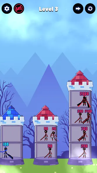 Скачать Hero Castle War: Tower Attack [MOD: безлимитные деньги и открыты все уровни] на телефон — скриншот 3