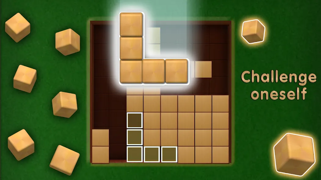 Взломанная Wooden Cube Block Puzzle [MOD: без рекламы и бесконечные подсказки] на Андроид — скриншот 3