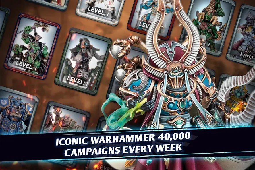 Скачать взлом Warhammer Combat Cards - 40K [MOD: безлимитные деньги и карты] — скриншот 2