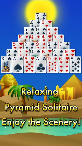 Взломанная Pyramid Solitaire - Egypt [MOD: безлимитные подсказки и отмены ходов] на Андроид — скриншот 1