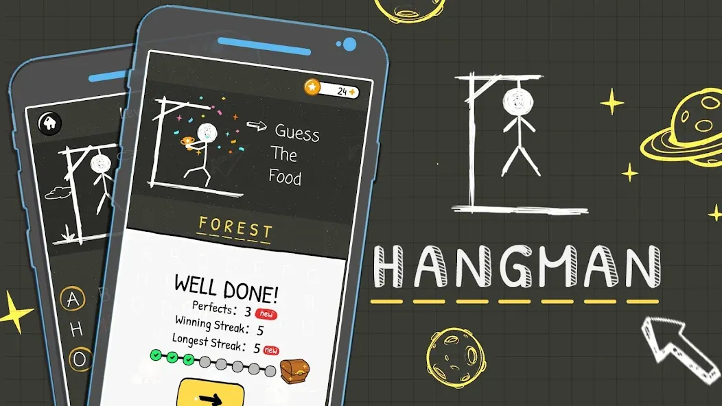 Hangman Words:Two Player Games [MOD: без рекламы, все подсказки открыты] — Скачать бесплатно (APK) — скриншот 1