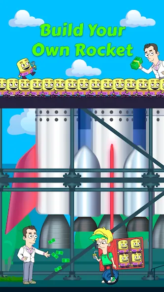 Idle Rocket Tycoon [MOD: безлимитные деньги и ускоренная прокачка] на Андроид — скриншот 1