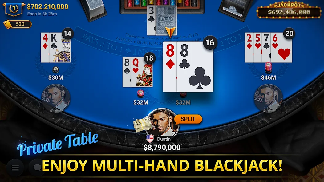 Blackjack Championship [MOD: безлимитные фишки и открытые столы] последняя версия — скриншот 5