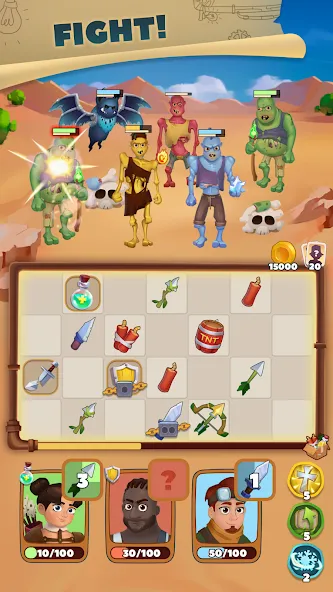 Скачать взлом Merge Battles: Puzzle Combat [MOD: безлимитные деньги и энергия] — скриншот 2