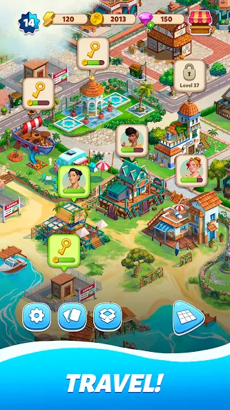 Travel Town - Merge Adventure [MOD: безлимитные монеты и энергия] — Скачать бесплатно (APK) — скриншот 4