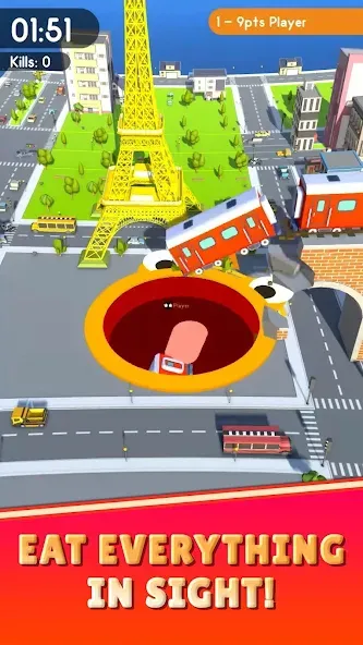 Hole.io [MOD: безлимитный размер и быстрый рост] последняя версия — скриншот 1