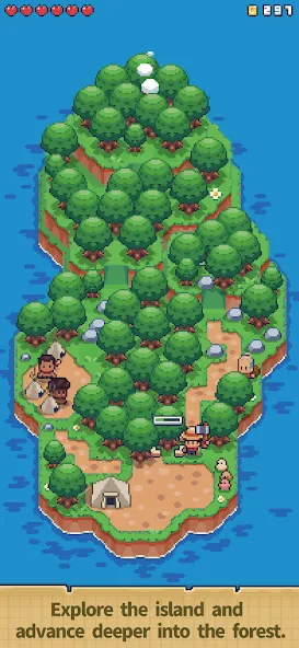 Скачать Tiny Island Survival [MOD: безлимитные ресурсы и здоровье] на телефон — скриншот 2