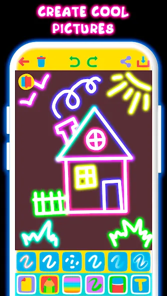 Скачать взлом Drawing For Kids - Glow Draw [MOD: все рисунки разблокированы и без рекламы] — скриншот 1