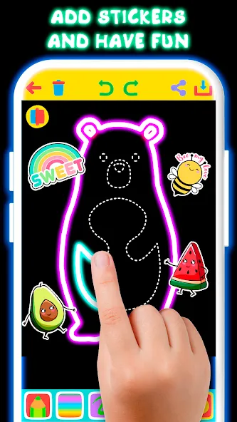 Скачать взлом Drawing For Kids - Glow Draw [MOD: все рисунки разблокированы и без рекламы] — скриншот 2