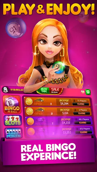 Скачать Bingo 90 Live : Vegas Slots [MOD: безлимитные монеты и бонусы] — скриншот 1