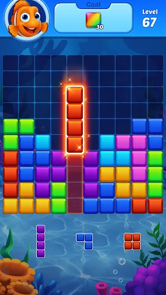 Скачать Block Puzzle Ocean [MOD: безлимитные подсказки и монеты] — скриншот 4