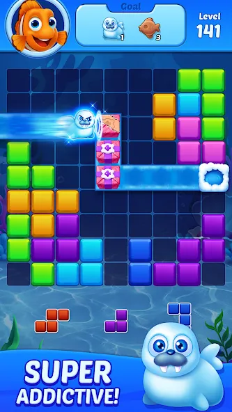 Скачать Block Puzzle Ocean [MOD: безлимитные подсказки и монеты] — скриншот 5