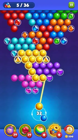 Взломанная Bubble Shooter Royal Pop [MOD: безлимитные монеты и жизни] на Андроид — скриншот 5