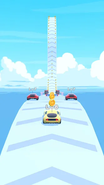 Merge Car Run - Evolution Race [MOD: много денег и все машины] на Андроид — скриншот 1