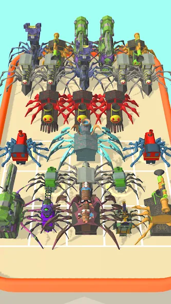 Скачать Merge Spider Train [MOD: безлимитные деньги и ресурсы] — скриншот 2