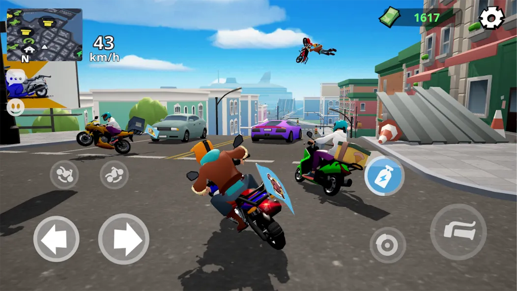 Скачать Moto City: Mad Bike Delivery [MOD: безлимитные деньги и все байки открыты] на телефон — скриншот 2