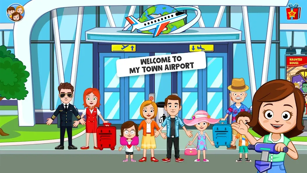 My Town Airport games for kids [MOD: открыты все локации и персонажи] (Бесплатно / APK) — скриншот 1