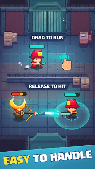 Взломанная Firefighter: pixel shooter [MOD: безлимитные деньги и улучшенное оружие] на Андроид — скриншот 2