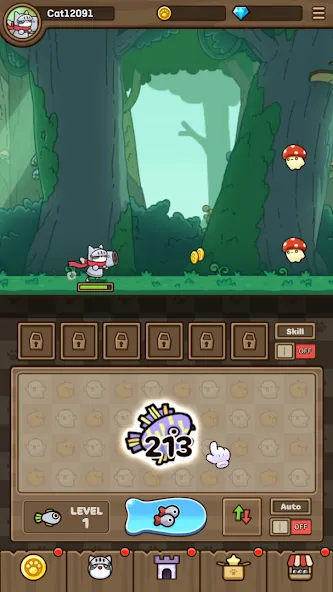 Скачать Cat Hero : Idle RPG [MOD: безлимитные деньги и алмазы] — скриншот 1