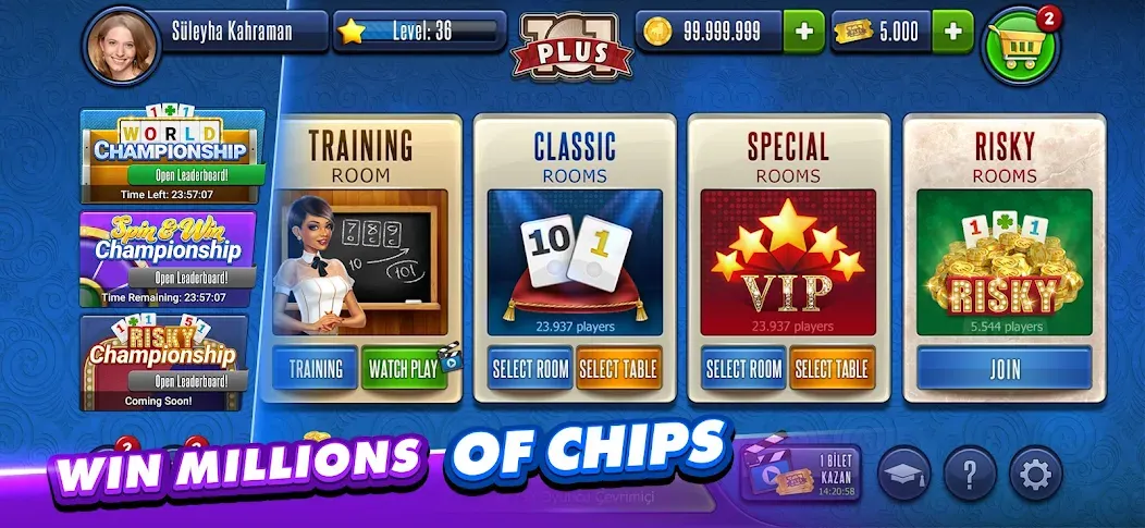 Скачать 101 Okey Plus Rummy Board Game [MOD: безлимитные монеты и разблокированы функции] — скриншот 1