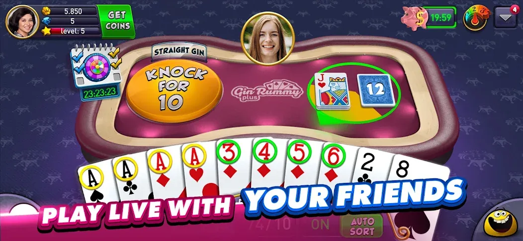 Скачать взлом Gin Rummy Plus: Fun Card Game [MOD: безлимитные фишки и бонусы] — скриншот 3