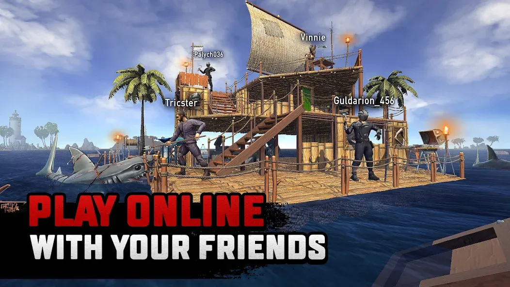 Raft® Survival: Multiplayer [MOD: безлимитные ресурсы и открыты все уровни] — Скачать бесплатно (APK) — скриншот 4