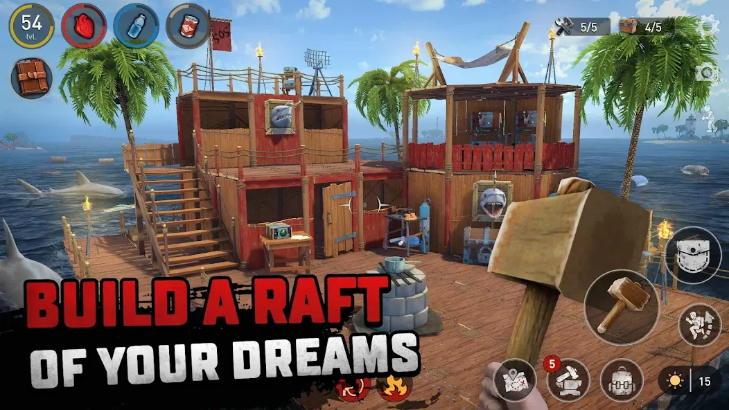 Raft® Survival - Ocean Nomad [MOD: безлимитные ресурсы и улучшенный крафт] последняя версия — скриншот 5