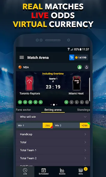 Sports Betting Game - BETUP [MOD: безлимитные ставки и высокий выигрыш] (Бесплатно / APK) — скриншот 1