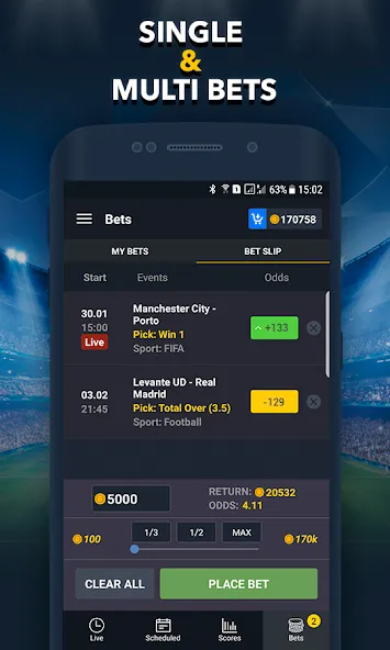 Sports Betting Game - BETUP [MOD: безлимитные ставки и высокий выигрыш] (Бесплатно / APK) — скриншот 5