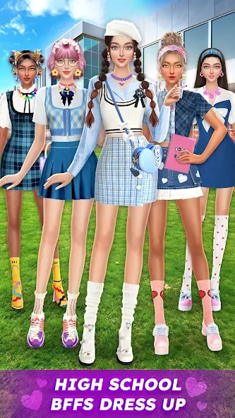 Взломанная College Dress Up for Girls [MOD: открыты все наряды и аксессуары] на Андроид — скриншот 1