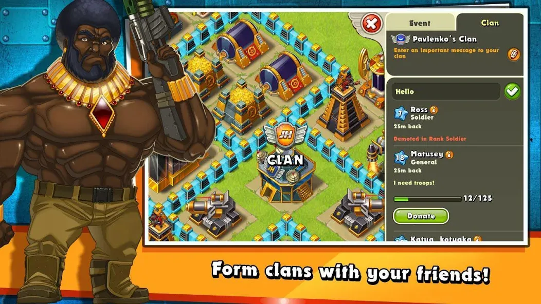 Скачать взлом Jungle Heat: War of Clans [MOD: безлимитные ресурсы и алмазы] — скриншот 2