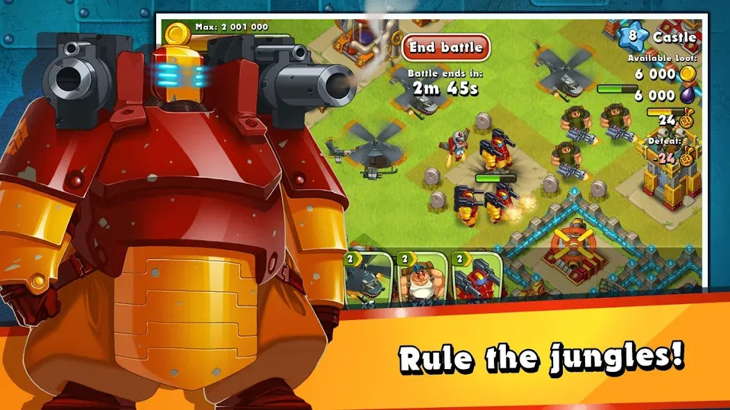 Скачать взлом Jungle Heat: War of Clans [MOD: безлимитные ресурсы и алмазы] — скриншот 5