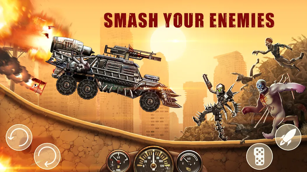 Скачать Zombie Hill Racing: Earn Climb [MOD: безлимитные деньги и топливо] на телефон — скриншот 3