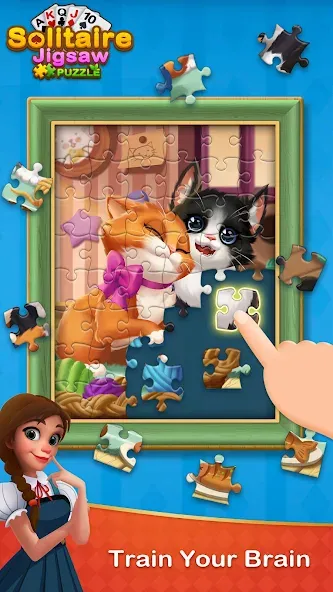 Solitaire Jigsaw Puzzle [MOD: безлимитные подсказки и открыты пазлы] на Андроид — скриншот 1