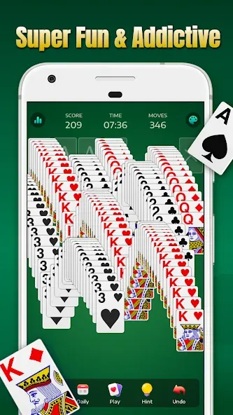 Взломанная Solitaire - Classic Card Games [MOD: безлимитные подсказки и отмены] на Андроид — скриншот 2