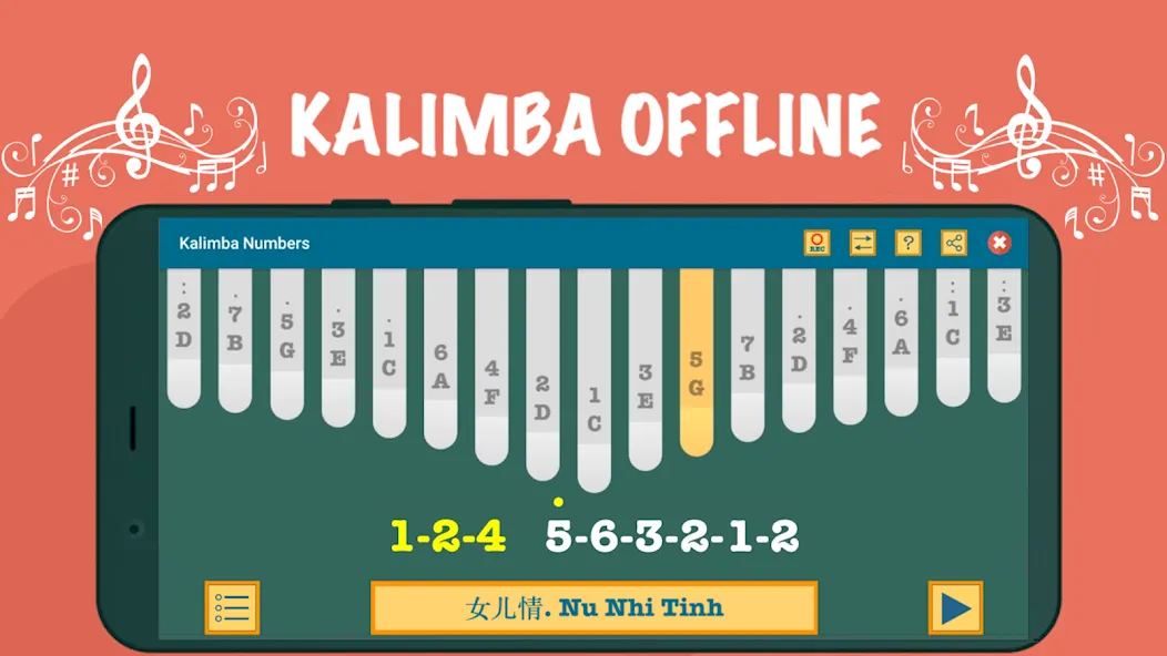 Скачать Kalimba App With Songs Numbers [MOD: все песни и ноты открыты] — скриншот 1