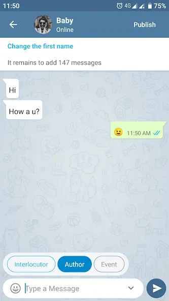 Fake Chat Messenger — TeleFake [MOD: реалистичные фейковые переписки без ограничений] на Андроид — скриншот 4