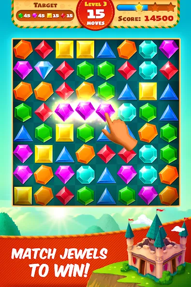 Взломанная Jewel Empire : Quest & Match 3 [MOD: безлимитные монеты и жизни] на Андроид — скриншот 1