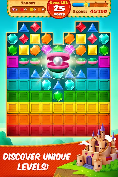 Взломанная Jewel Empire : Quest & Match 3 [MOD: безлимитные монеты и жизни] на Андроид — скриншот 3