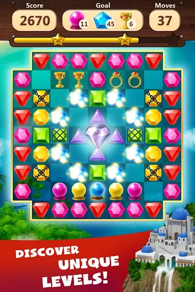 Jewels Planet - Match 3 Puzzle [MOD: без рекламы и бесконечные жизни] последняя версия — скриншот 3