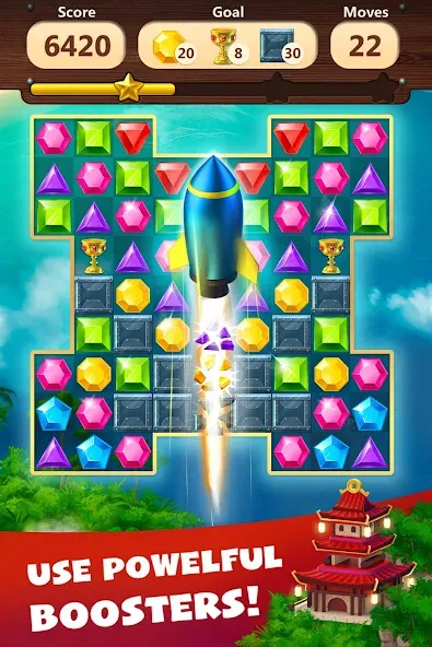 Jewels Planet - Match 3 Puzzle [MOD: без рекламы и бесконечные жизни] последняя версия — скриншот 4