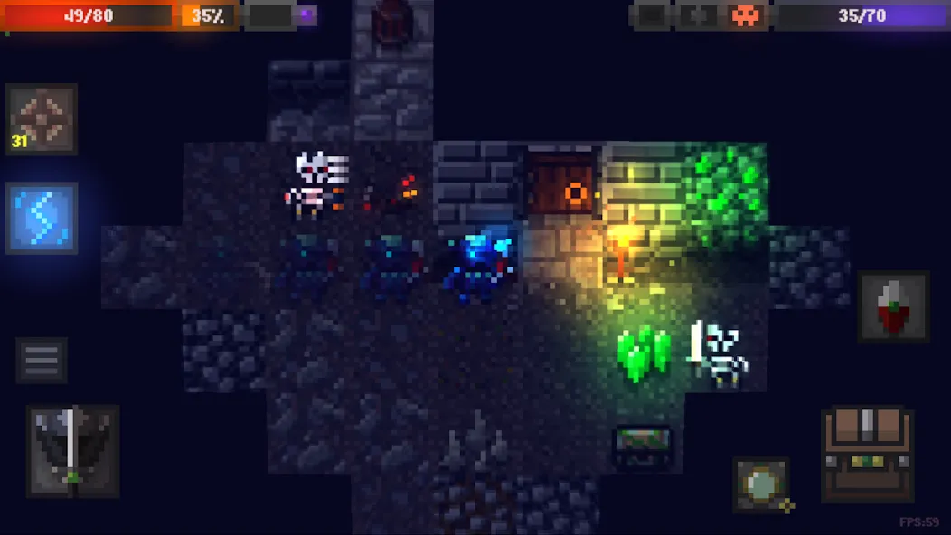 Скачать Caves (Roguelike] [MOD: бессмертие и бесконечные ресурсы] — скриншот 1