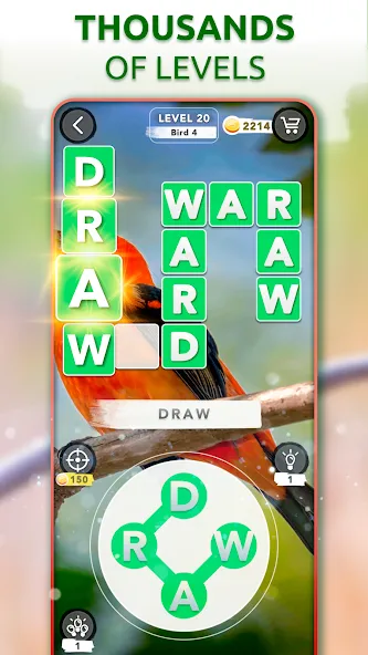 Word Connect - Words of Nature [MOD: безлимитные подсказки и открытые уровни] (Бесплатно / APK) — скриншот 1