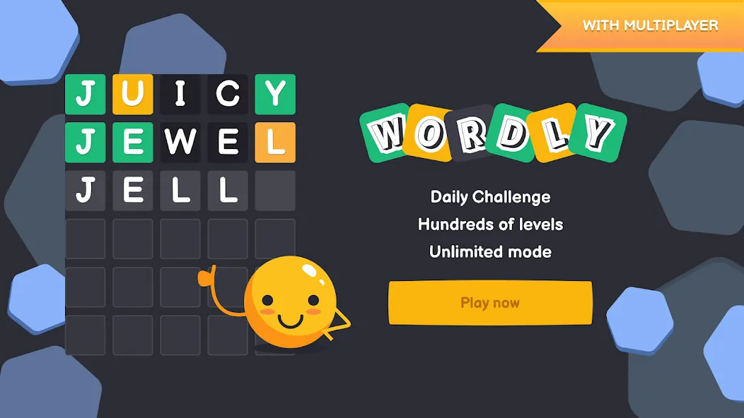 Скачать Wordly - unlimited word game [MOD: безлимитные попытки и подсказки] — скриншот 1