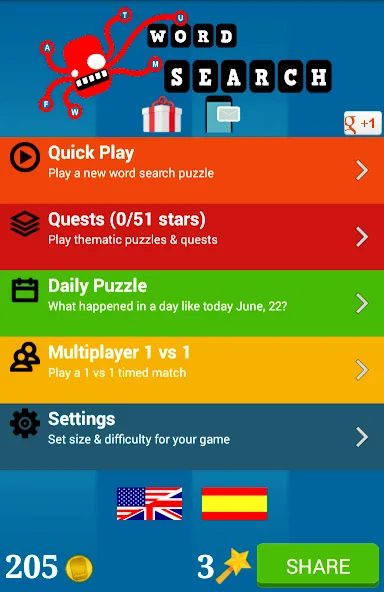 Взломанная Word Search [MOD: безлимитные подсказки и открыты все уровни] на Андроид — скриншот 3